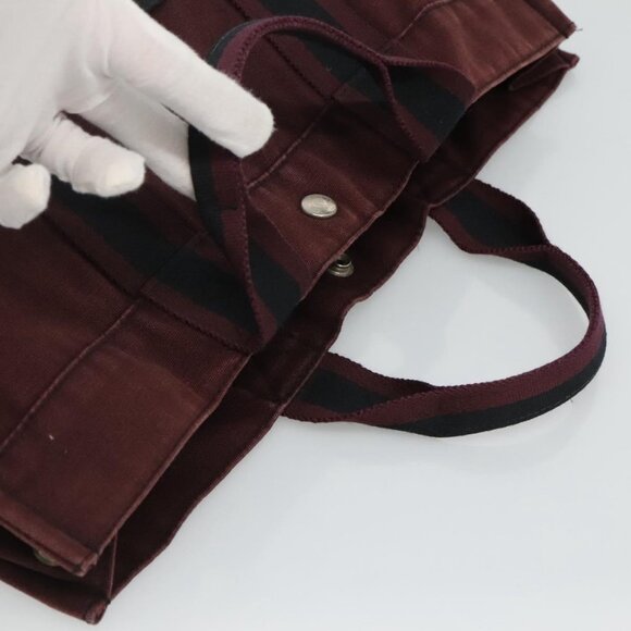 HERMES Fourre Tout MM Hand Bag Canvas Wine Red Auth th5651 - Picture 6 of 14
